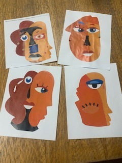 Students work on their Cubism art project.