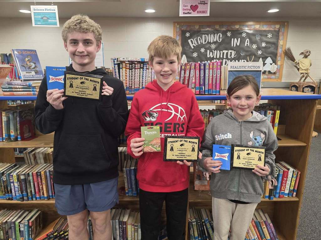 St. James Middle School Students of the month for december