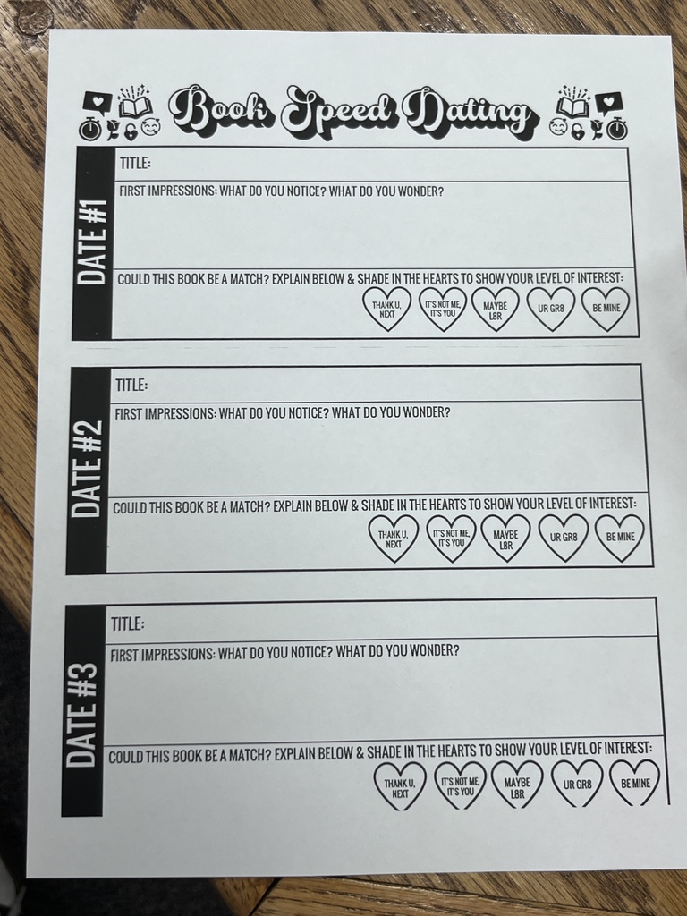 Book "Speed Dating" at St. James Middle School! 