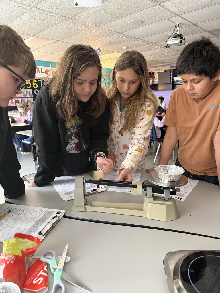 5th grade students test weight of materials in science.
