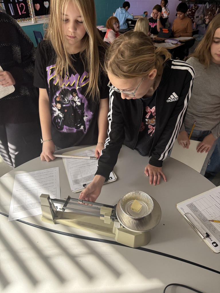 5th grade students test weight of materials in science.