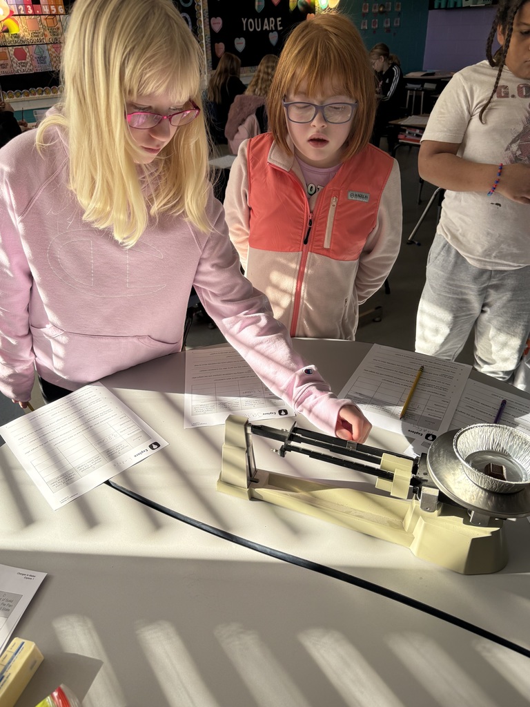 5th grade students test weight of materials in science.
