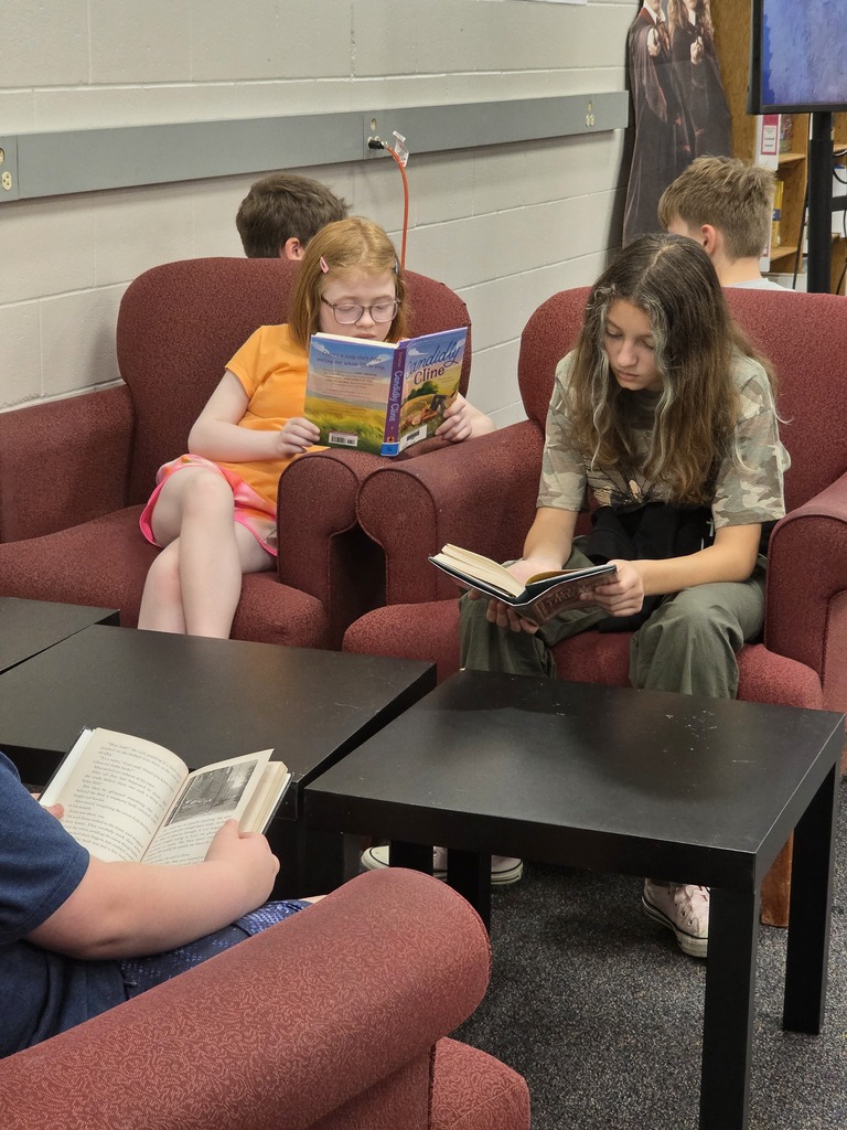 Students reading in the library