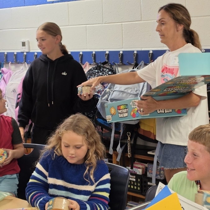 Fourth grade students are surprised with squished from One Sixteen!