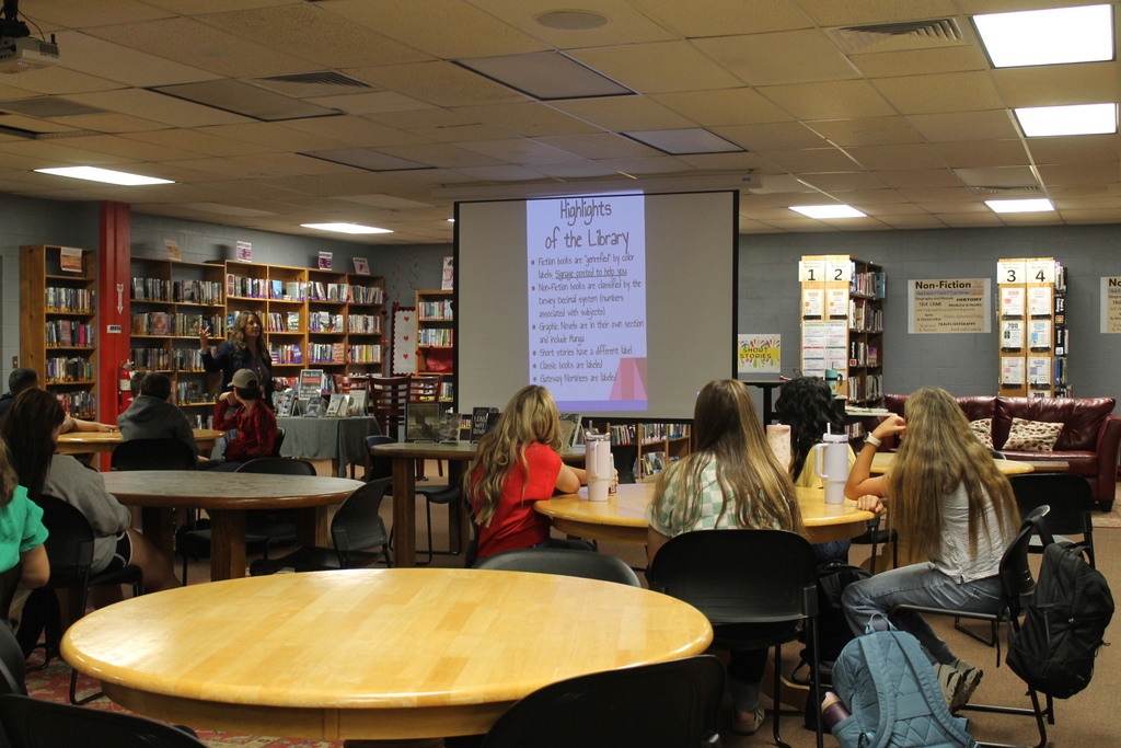 Students watching the presentation given by Mrs. Harlan