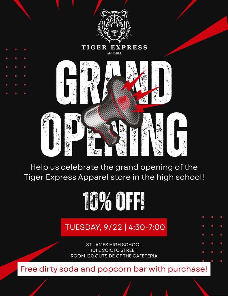 Grand Opening Information for Tiger Express Apparel 