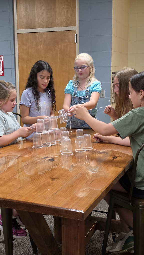 Elementary Beta students compete in a STEM challenge.