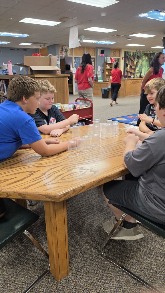 Elementary Beta students compete in a STEM challenge.