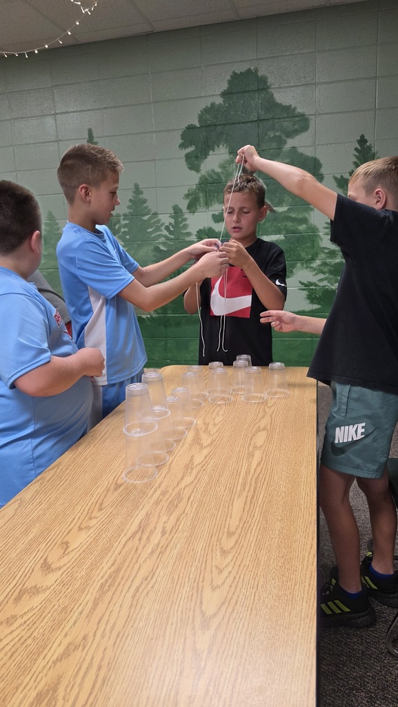 Elementary Beta students compete in a STEM challenge.