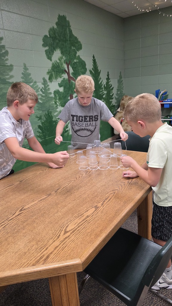Elementary Beta students compete in a STEM challenge.