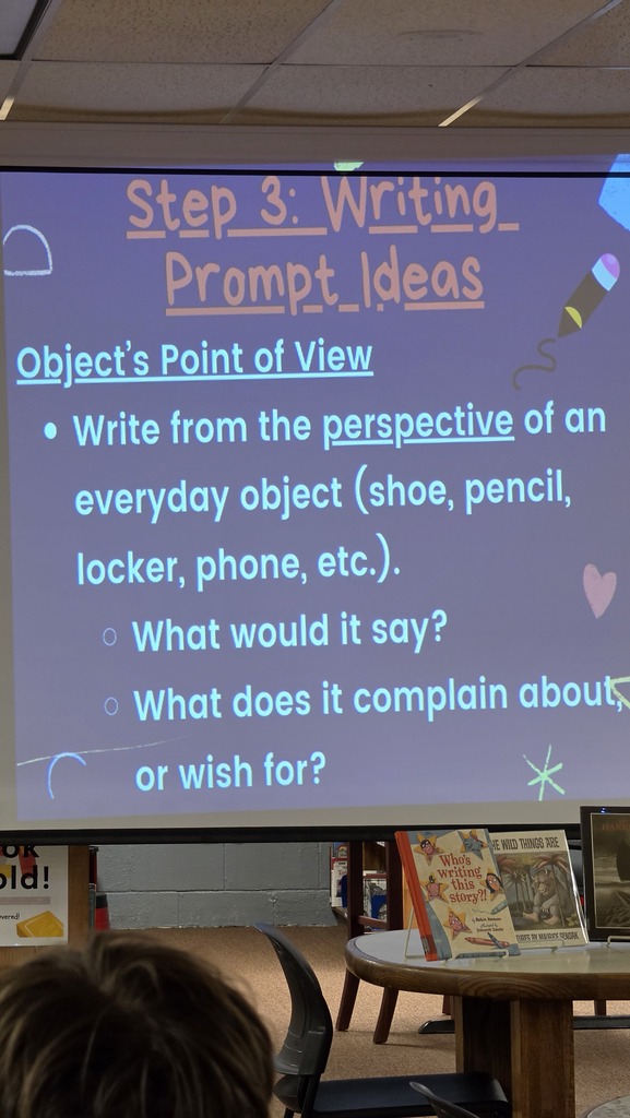 Creative writing students visit the library for a lesson about short form writing.