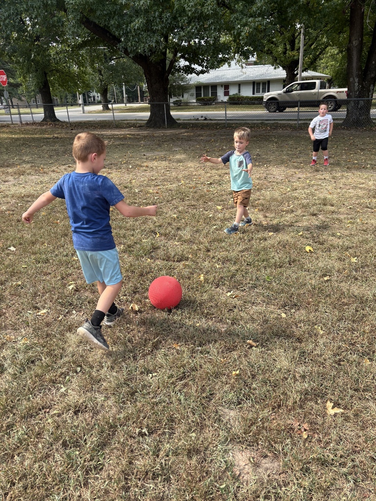 Kindergarten uses critical thinking on the playground for the Push and Pull unit.