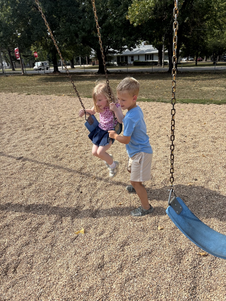 Kindergarten uses critical thinking on the playground for the Push and Pull unit.