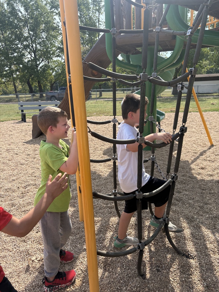 Kindergarten uses critical thinking on the playground for the Push and Pull unit.