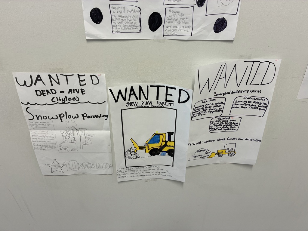 Child Development students created posters about different parenting styles.