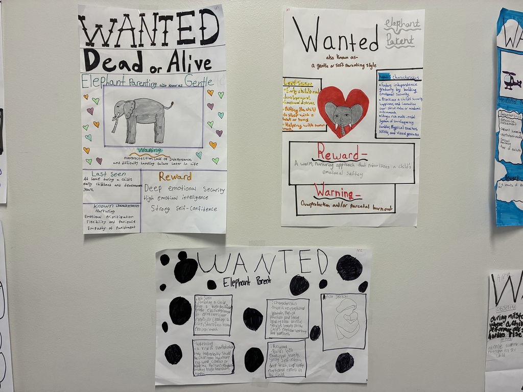 Child Development students created posters about different parenting styles.