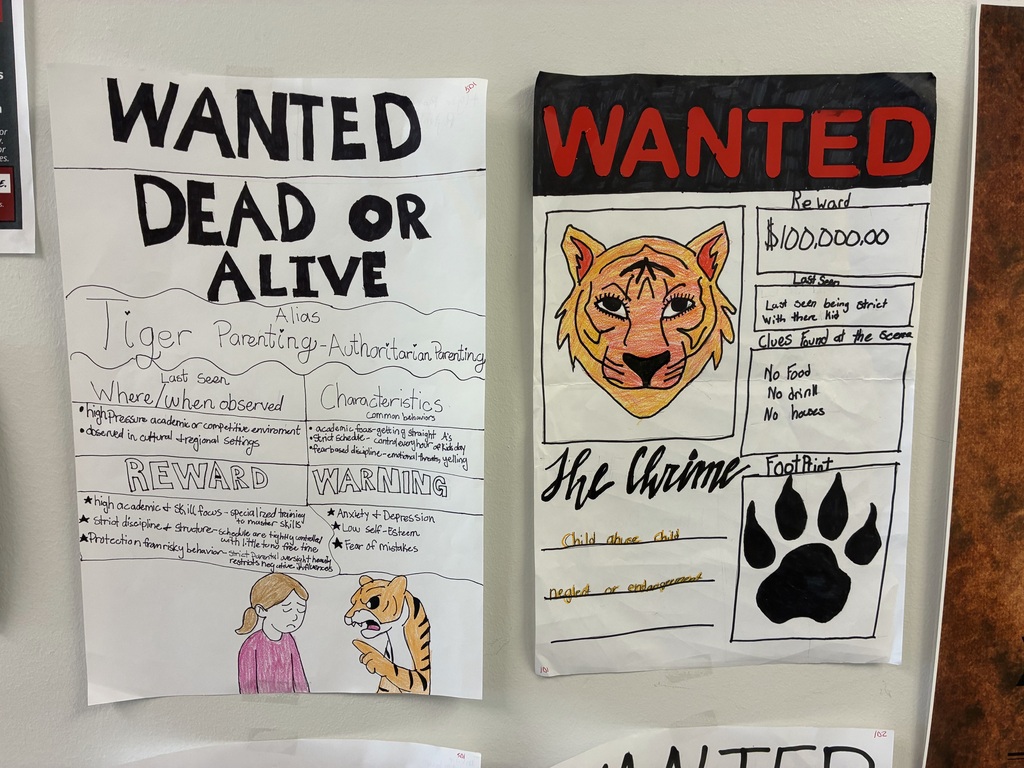Child Development students created posters about different parenting styles.
