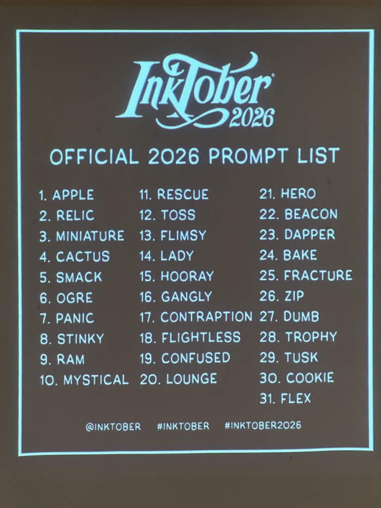 Inktober Prompt list for 2026