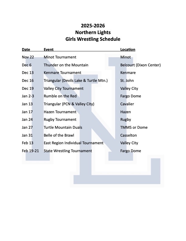 25-26 NL GWR Schedule