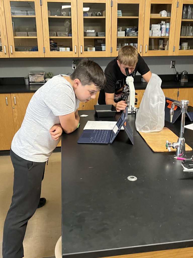 Our science students are getting a close-up look at cell structures in the lab today