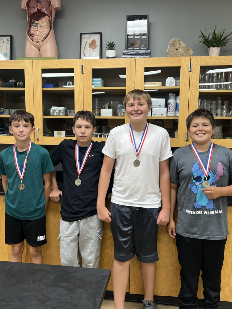 8B Science Lab Winners: Owen Delorme, Jason Blue, Brylee Wilkie, and Colt Gores.