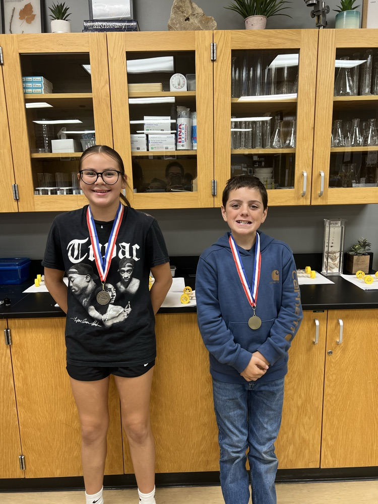 Rubber Band Car Lab winners! Austyn Parisien and Tyler Charbonneau!
