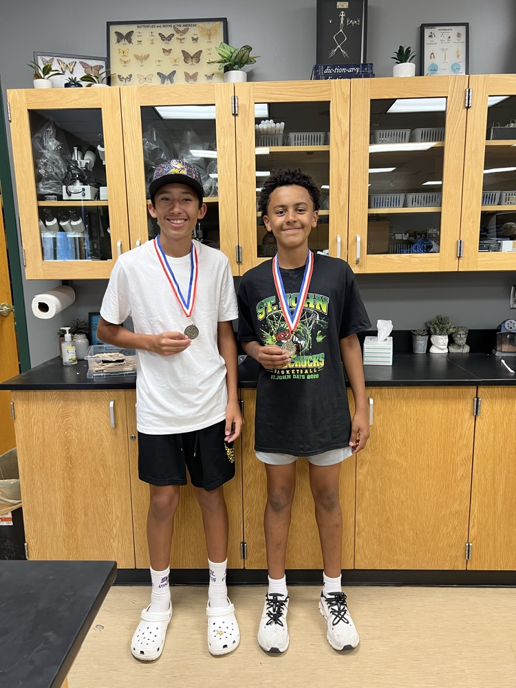 Rubber Band Car Lab winners! Jade Davis and Adrien Langan!