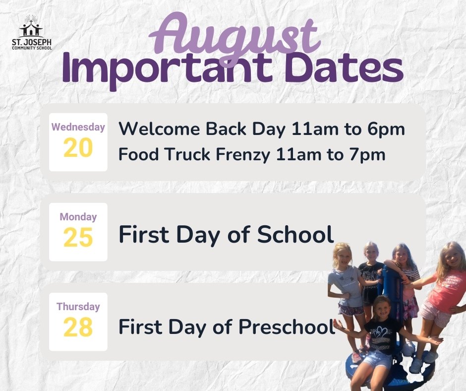 St. Joseph Community School - August Important Dates