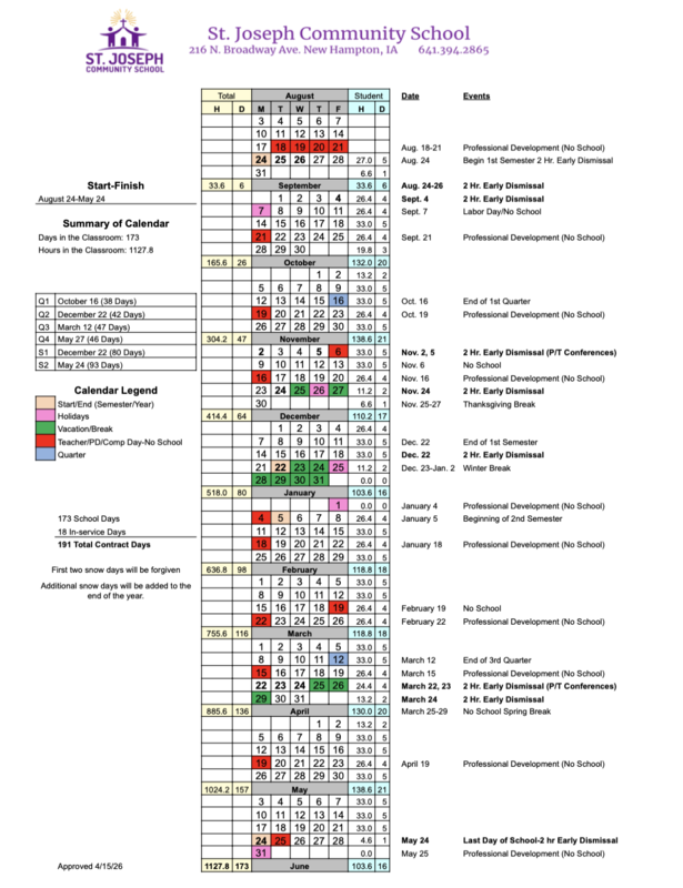School Calendar 26-27