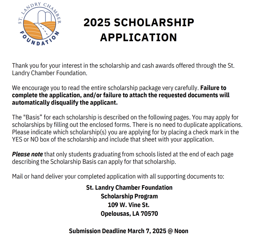 Scholarship Opportunity Deadline Extended to March 17, 2025
