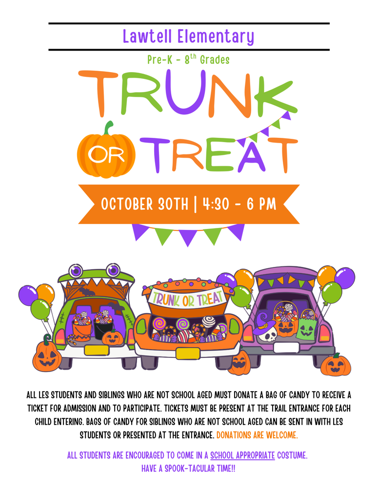 Lawtell Families come and join us for Trunk or Treat!