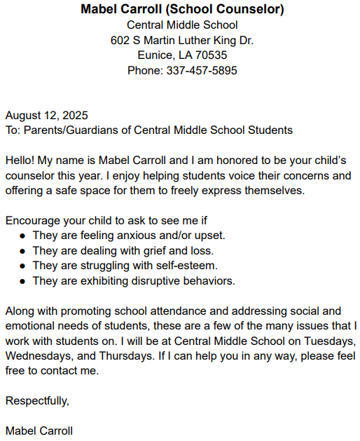 CMS School Counselor Letter