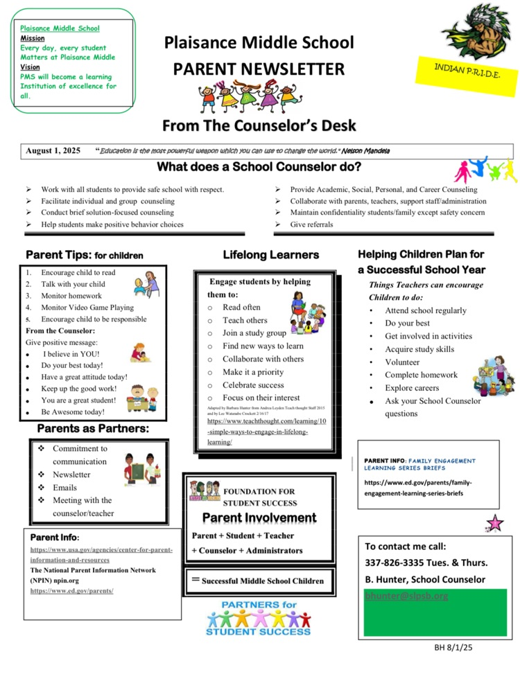 Aug Counselors Newsletter