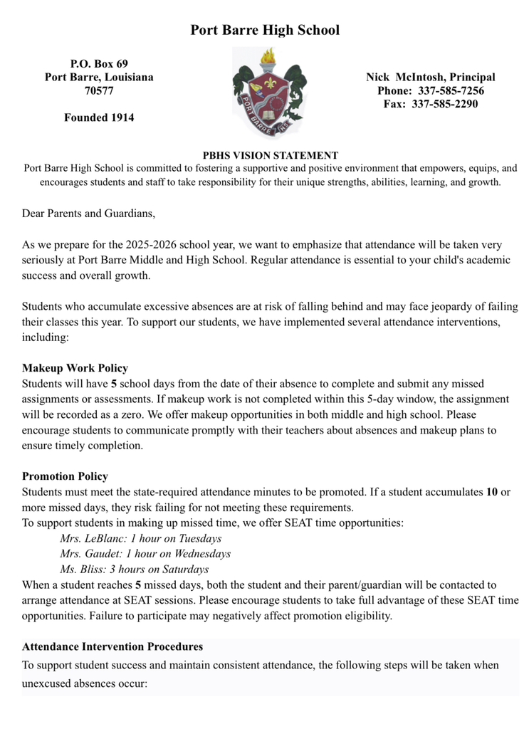attendance letter