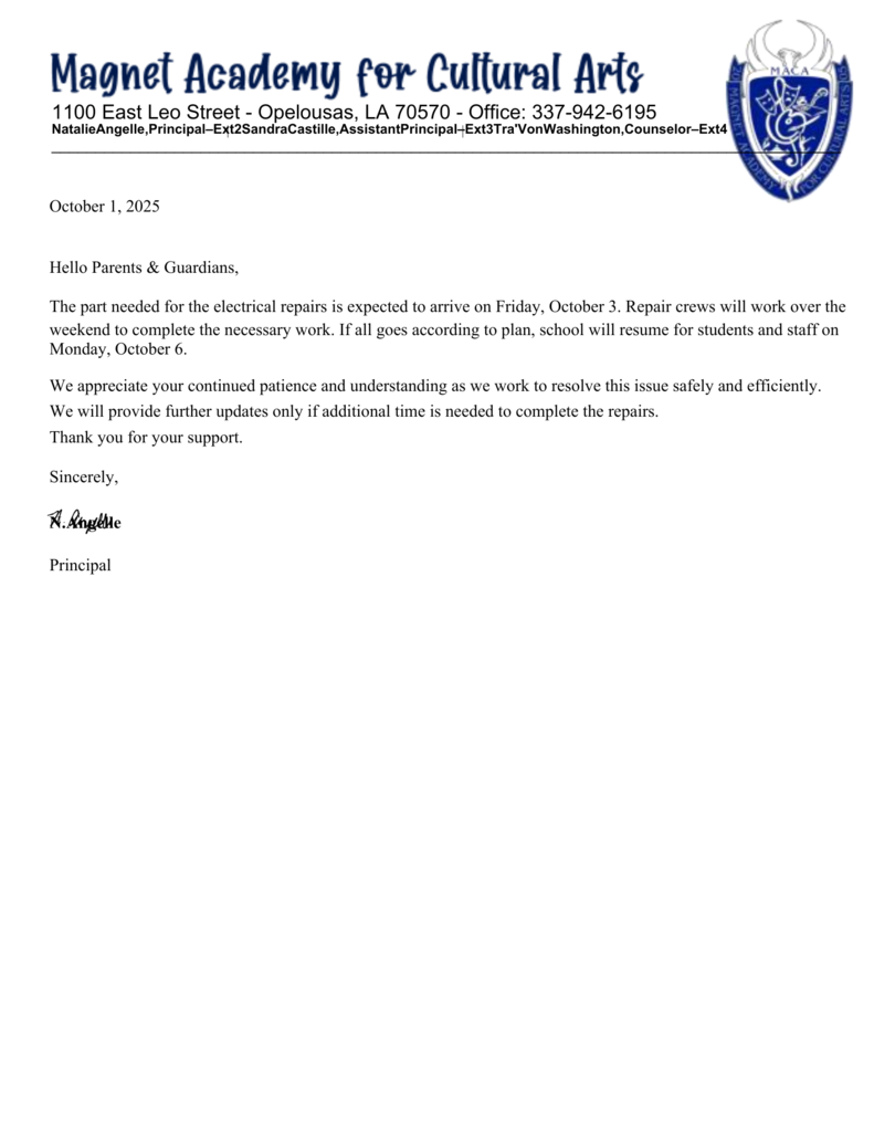 School repair update