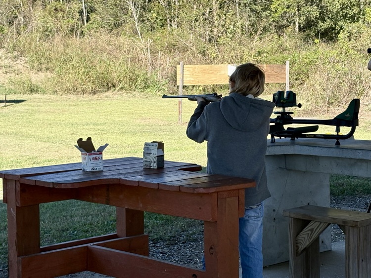 4H members, Blaise B., Tate Y., and Randi K. attended shooting sports practice. Members practiced rifle, shotgun, and archery sports. By: Reporter, Randi K.