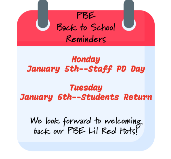 PBE Back to School Reminders