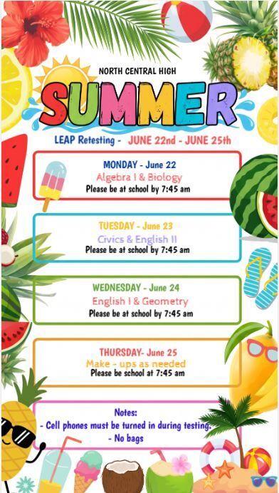 Summer LEAP Retesting schedule