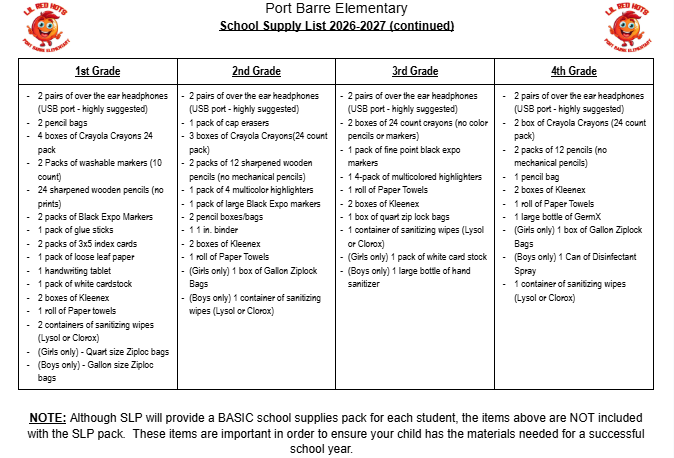 school supply list