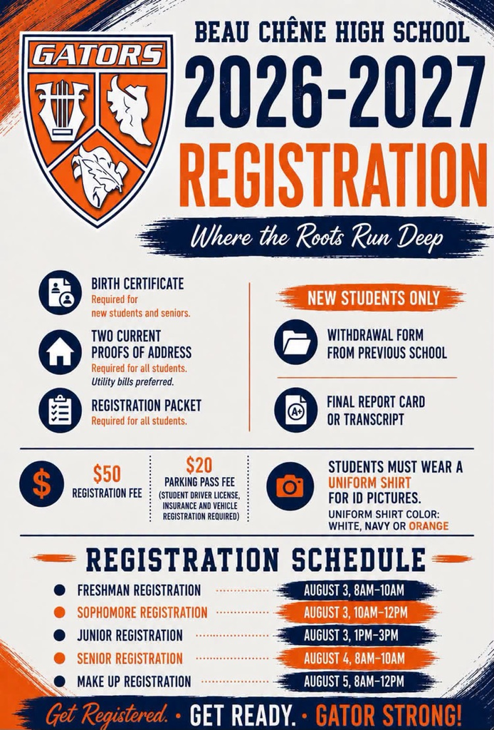2026-2027 Registration Schedule