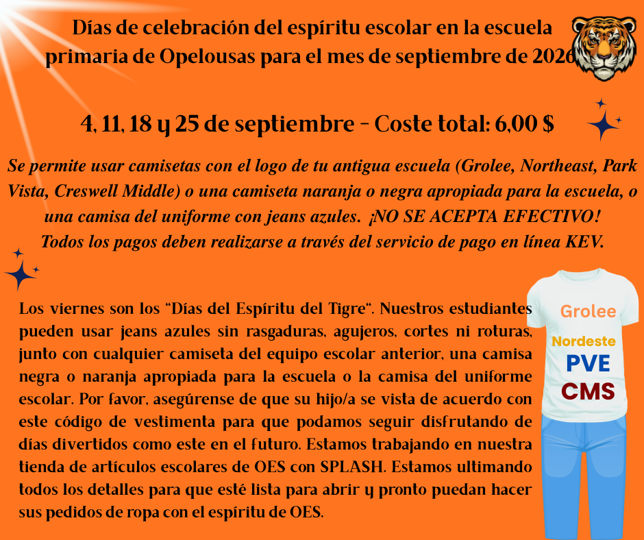 OES Sept. 2026 Spirit Day 2026- Spanish