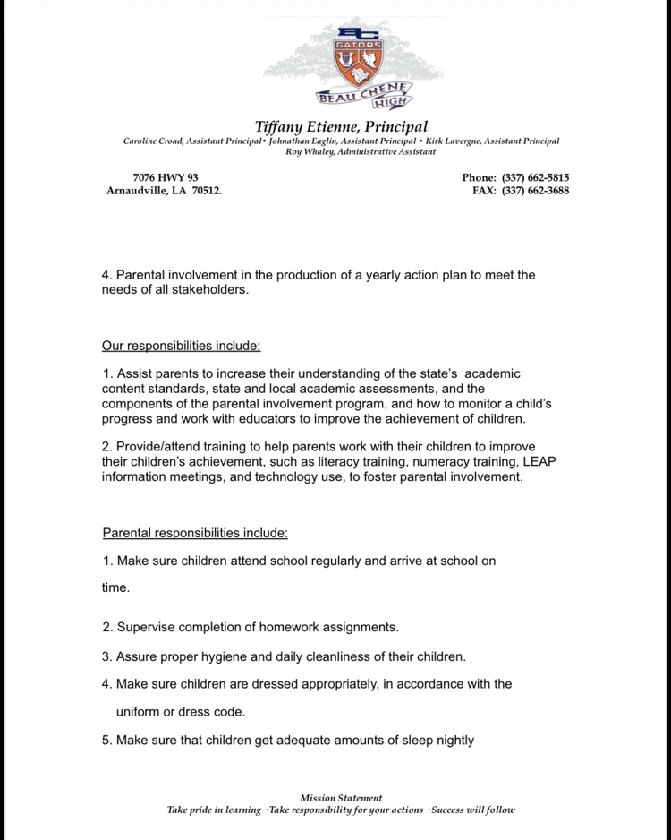 BCHS - Parent and Engagement Policy