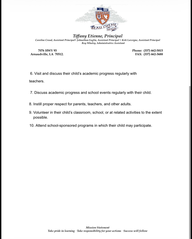 BCHS - Parent and Engagement Policy