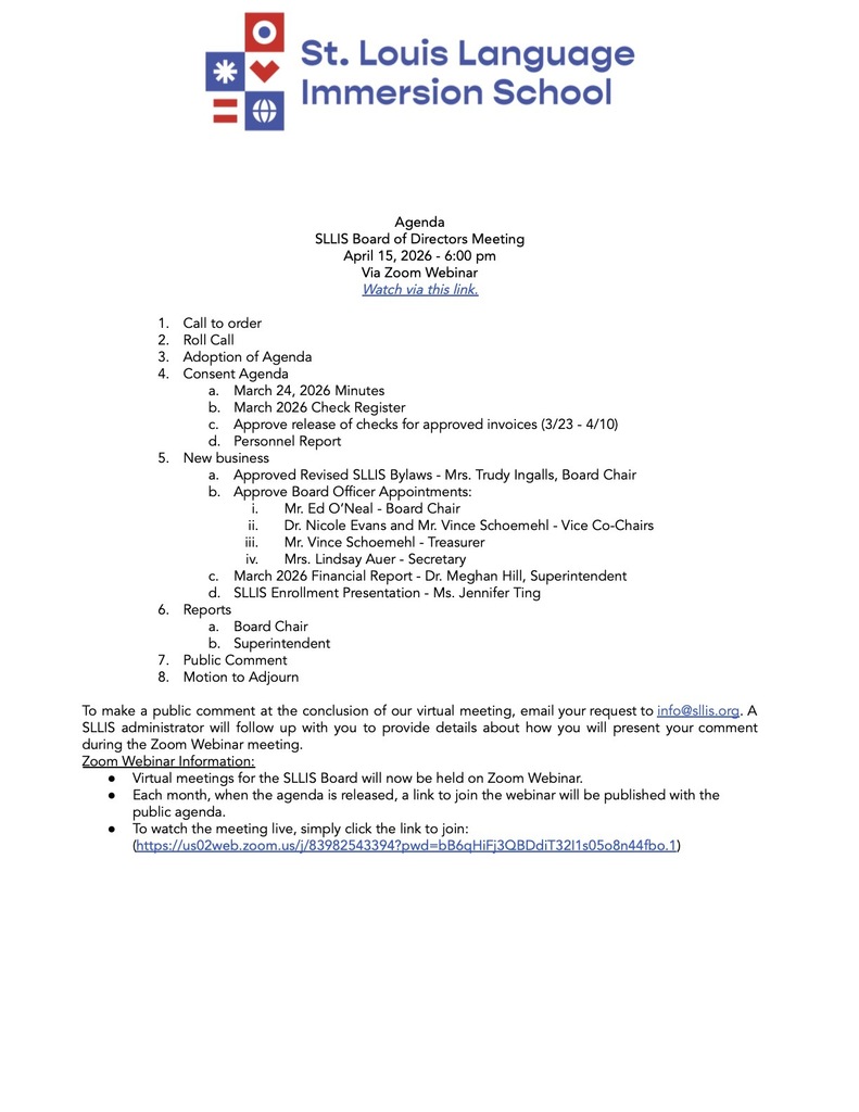 April 15, 2026 Board Agenda