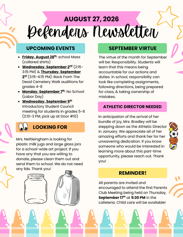 August 27, 2026 Newsletter