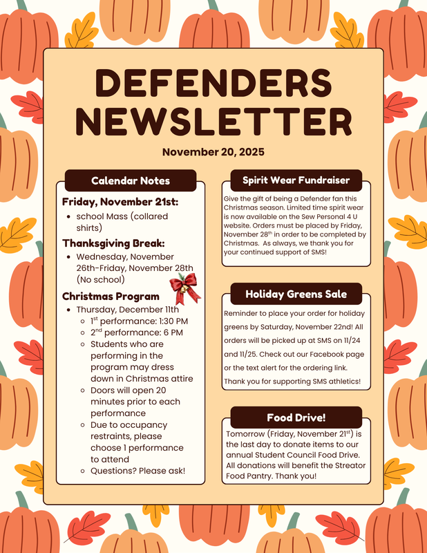 November 20th Newsletter