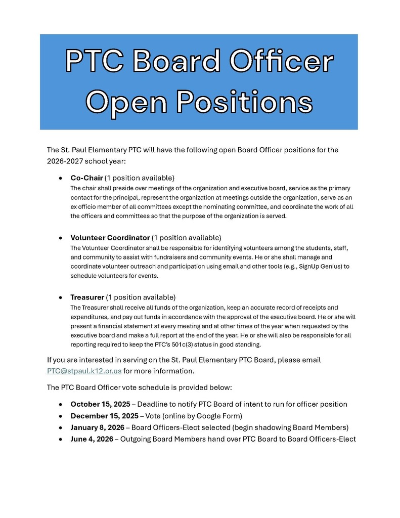 PTC board positions -ENG