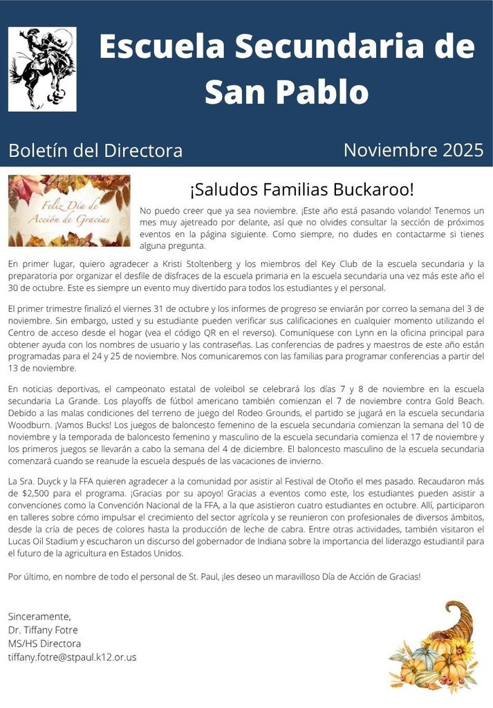 November middle and high school newsletter-SPN