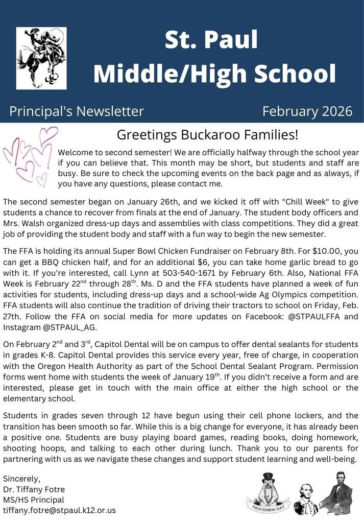 MS/HS Newsletter for February 2026