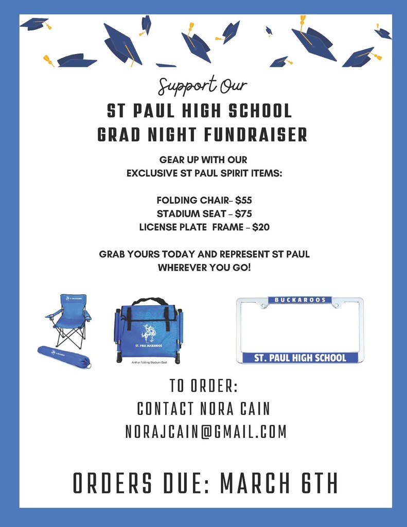 Grad Night Fundraiser St Paul Chair, Stadium Seat and License plate frame
